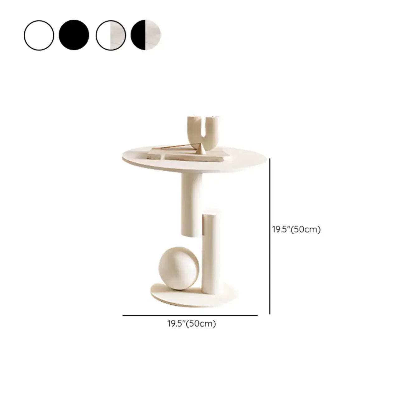 Table basse moderne avec plateau en pierre blanche anti-rayures