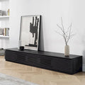 Meuble TV minimaliste avec tiroirsConsole multimédia en bois massif avec placards, porte abattante, placage noyer, entièrement assemblé
