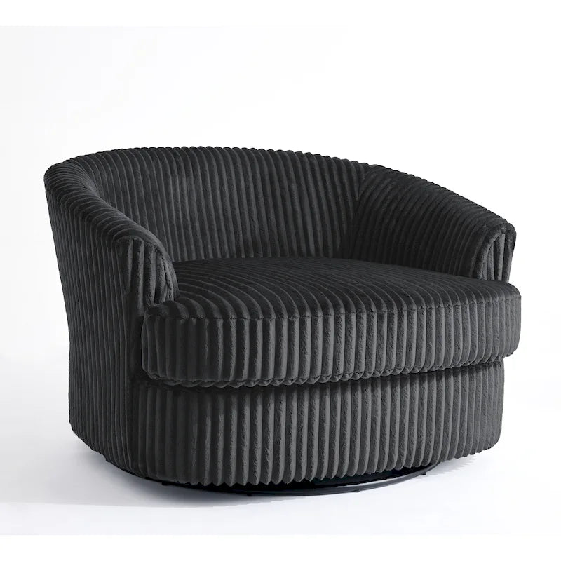Fauteuil pivotant rond surdimensionné en velours côtelé avec accoudoirs encastrés 43 W
