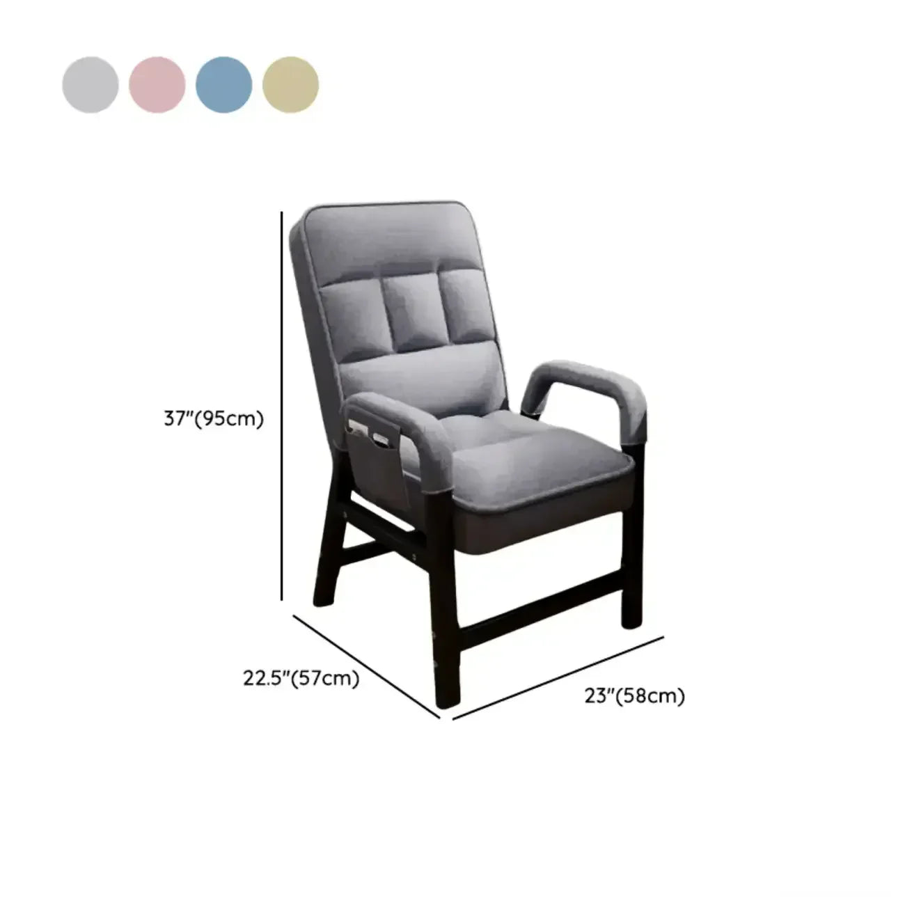 Chaise de bureau moderne à 4 pieds, rembourrée, gris