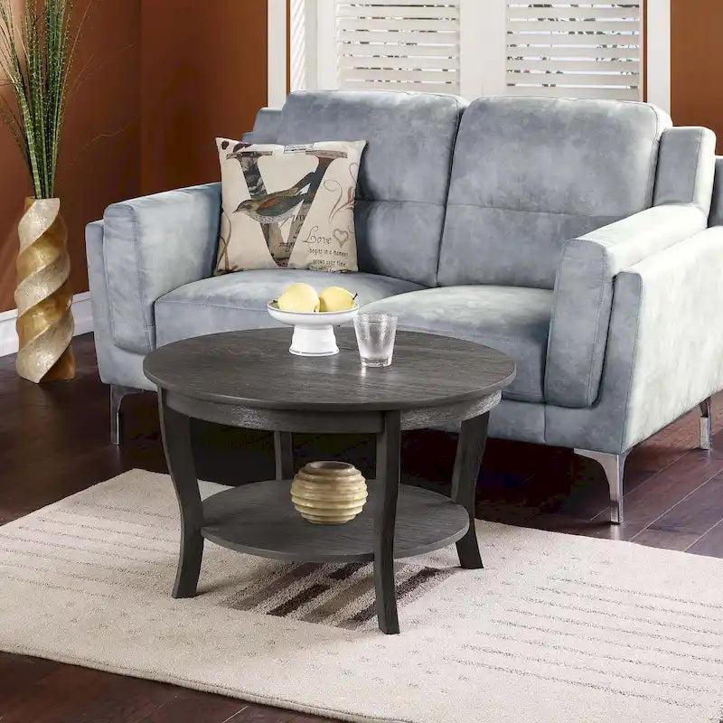 Table basse ronde avec étagère