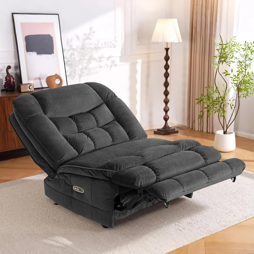 MCombo Fauteuil inclinable électrique sans accoudoirs surdimensionné à double moteur, inclinable Zeroarms parfait pour le salon en tissu PR607