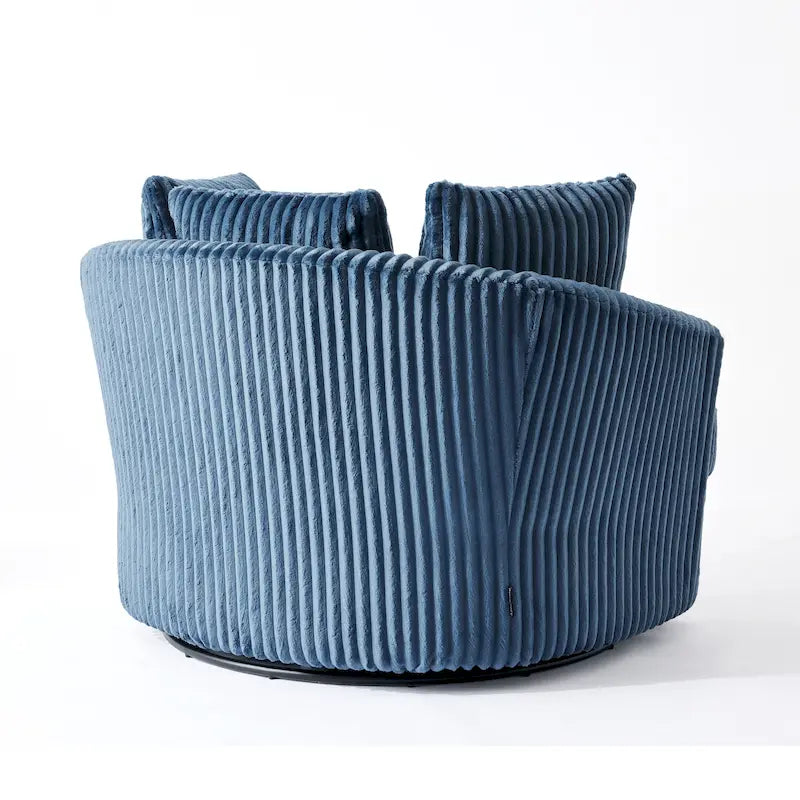Fauteuil pivotant rond surdimensionné en velours côtelé avec accoudoirs encastrés 43 W