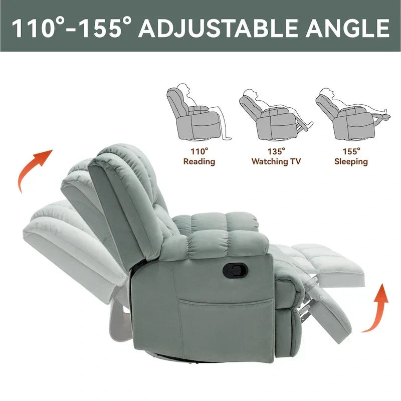 Fauteuil Inclinable Pivotant à Bascule Lazy Boy, Grand Fauteuil Inclinable Manuel Rembourré avec Accoudoirs et Dossier Capitonnés