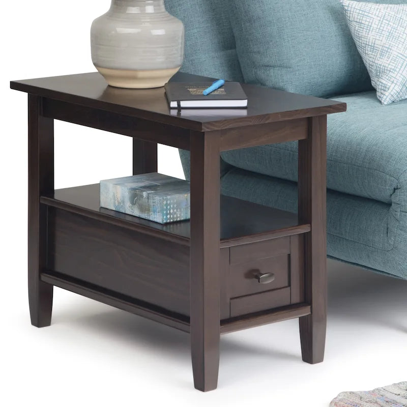 WYNDENHALL Norfolk Table d'appoint étroite de style transitionnel rectangulaire en bois massif, 35,5 cm de large – 35,5 cm de large