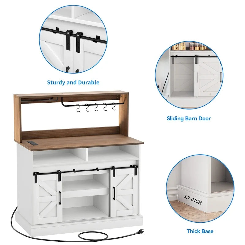 Meuble bas de bar à café Moasis Farmhouse - 38,4 P x 119,9 L x 130,8 H