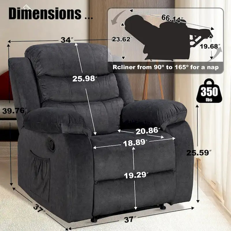 Fauteuil inclinable moelleux avec fonctions massage et chaleur