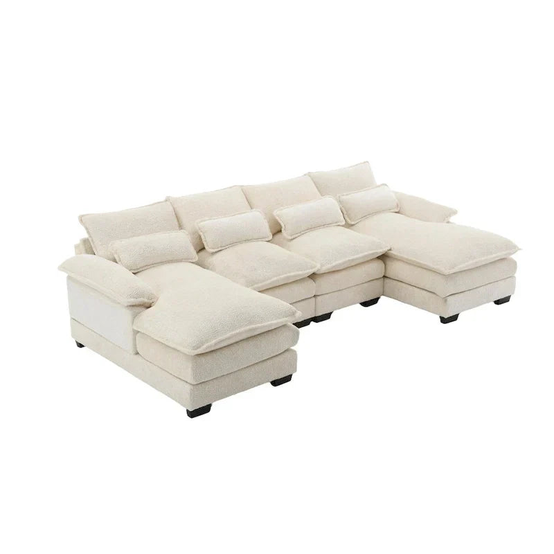 Canapé modulable Cloud pour salon, canapé d'angle moderne en chenille/boucle, canapé convertible modulable confortable avec double méridienne