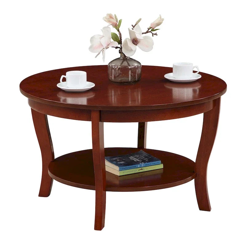 Table basse ronde avec étagère