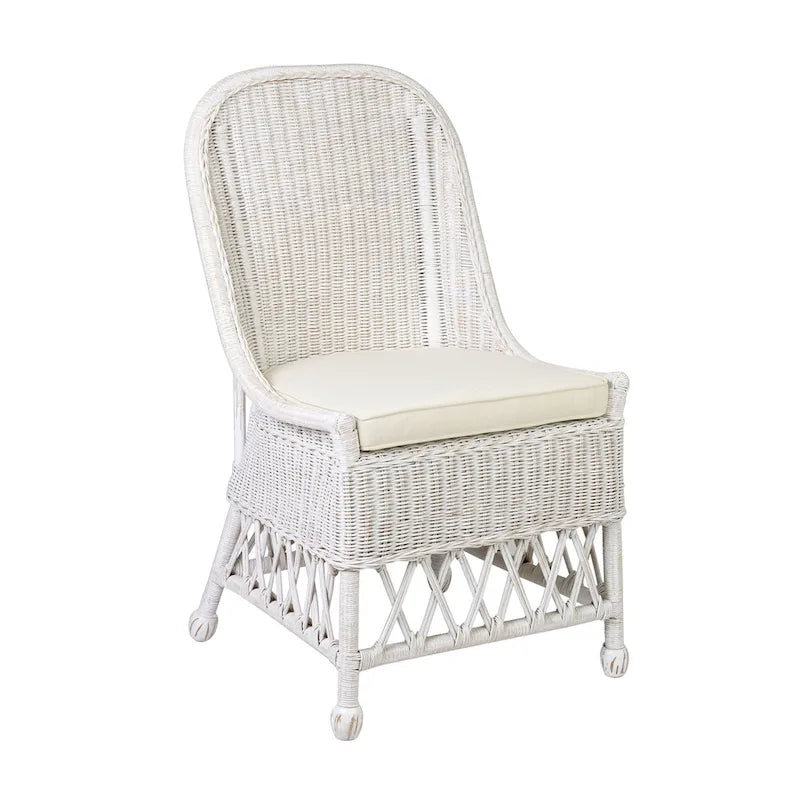 Chaise d'appoint de salle à manger capitonnée en rotin naturel par East at Main
