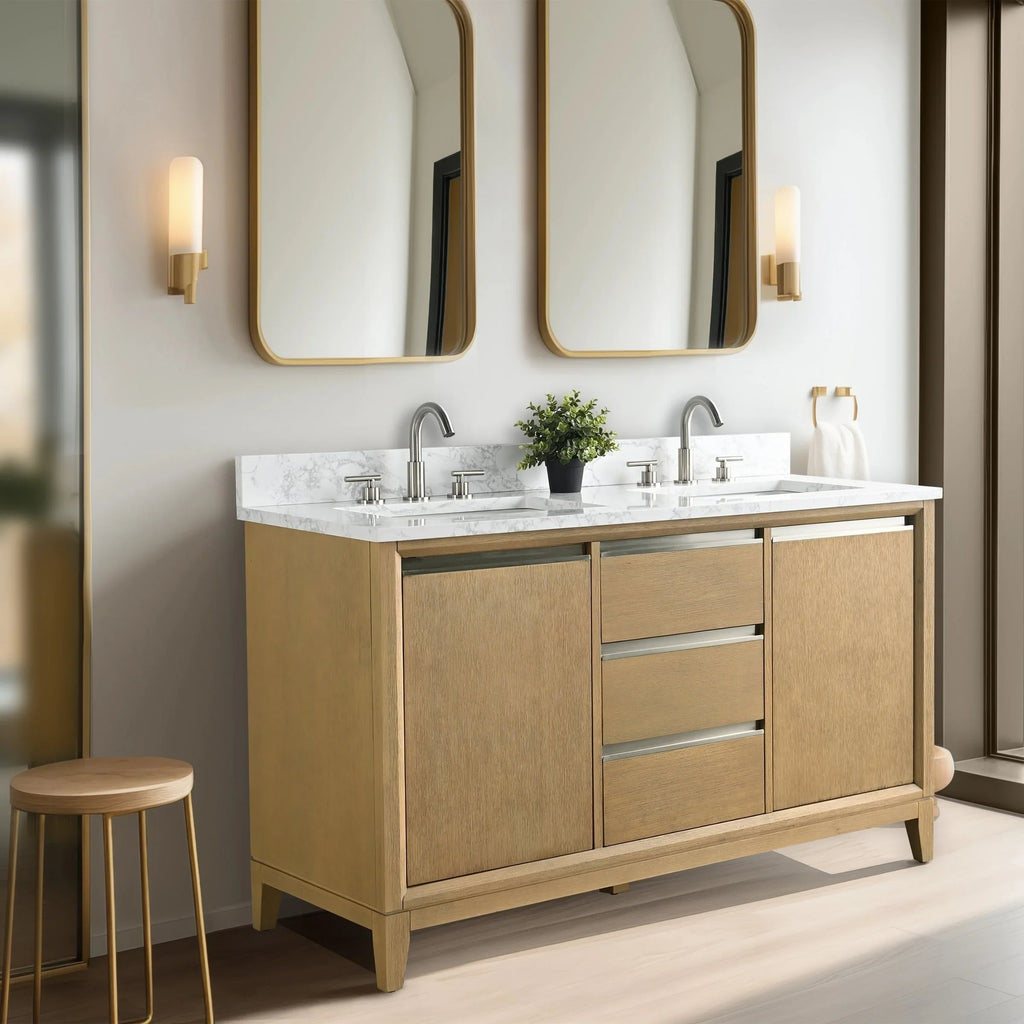 Meuble-lavabo Vanity Art avec évier en céramique et dessus en marbre reconstitué