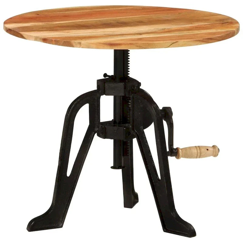 vidaXL Table d'appoint Table basse ronde Bout de canapé Bois massif et fonte