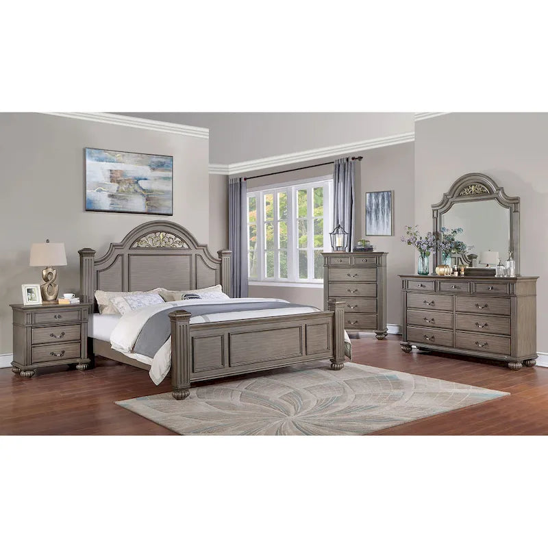 Commode traditionnelle à 9 tiroirs et miroir, 2 pièces