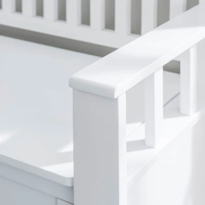 Banc d'entrée Migdalia avec rangement, dossier à lattes et plateau relevable
