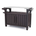 Chariot de service de bar à roulettes pour barbecue extérieur avec rangement marron foncé - 35,4 H x 48,7 L x 20,4 P