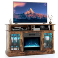 Meuble TV avec cheminée électrique, lumières LED et télécommandes