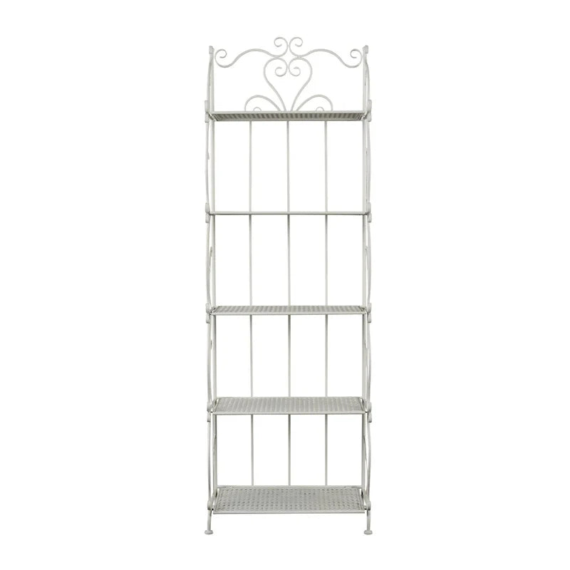 Étagère de Boulanger Pliable Haute à 5 Niveaux en Métal Décoratif pour Intérieur/Extérieur - Or ou Blanc - Roche River Decor