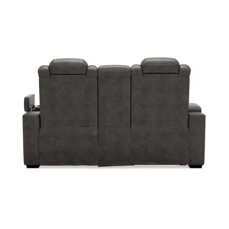 Signature Design by Ashley HyllMont – Causeuse inclinable électrique grise avec console – 71,75 po L x 39 po P x 44 po H