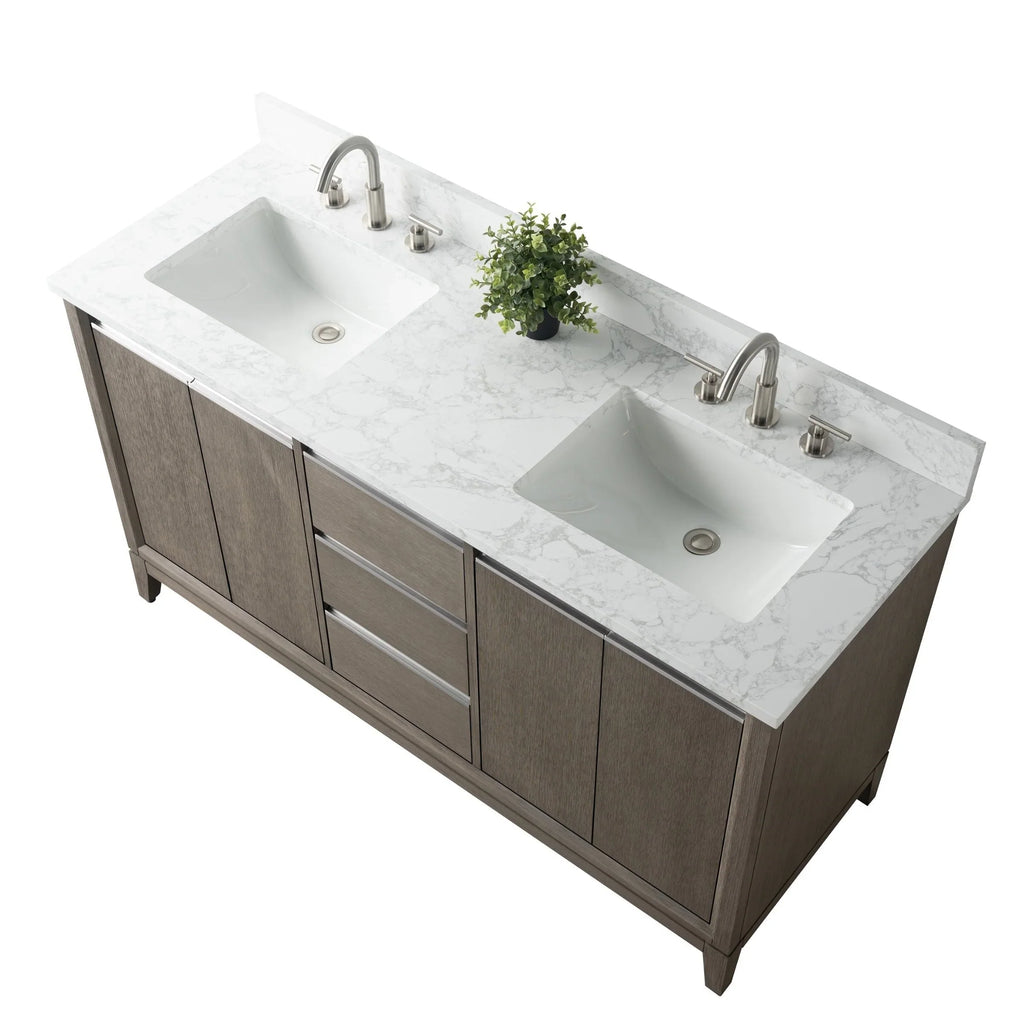 Meuble-lavabo Vanity Art avec évier en céramique et dessus en marbre reconstitué