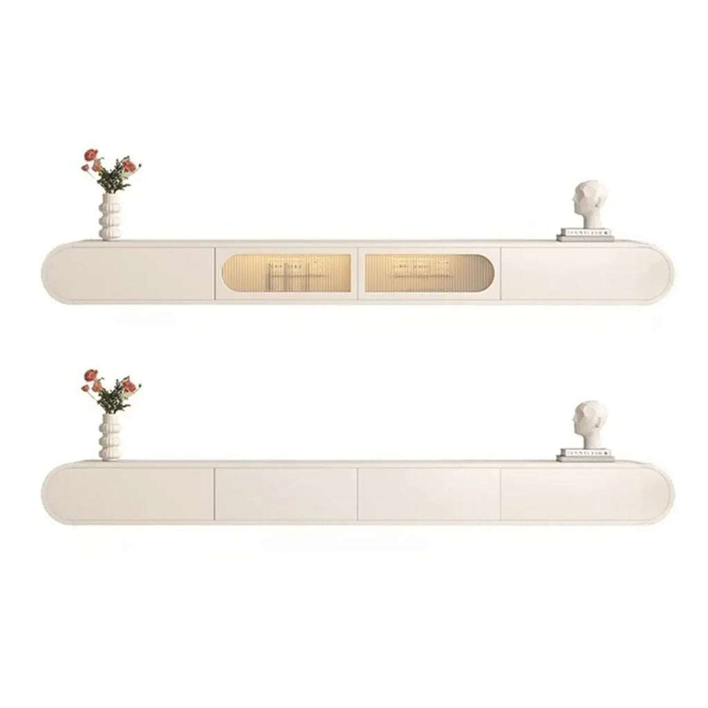 Meuble TV flottant en bois blanc avec rangement pour le salon