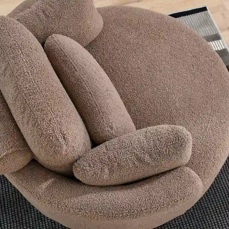 Fauteuil crapaud pivotant surdimensionné avec pouf de rangement lune