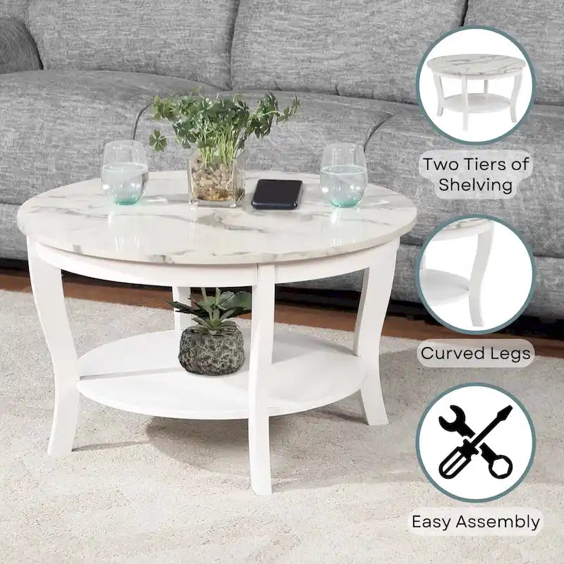 Table basse ronde avec étagère