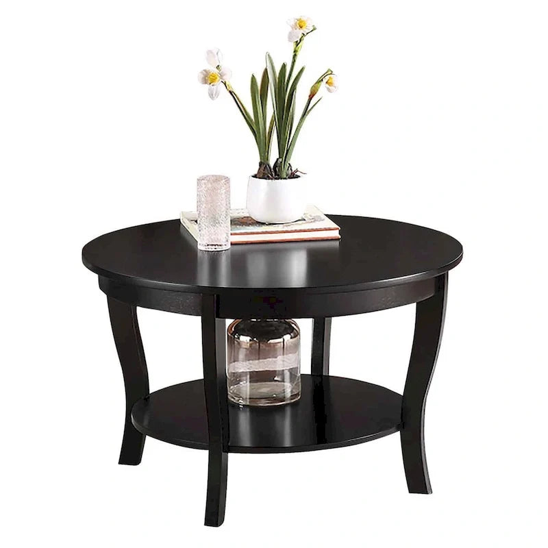 Table basse ronde avec étagère