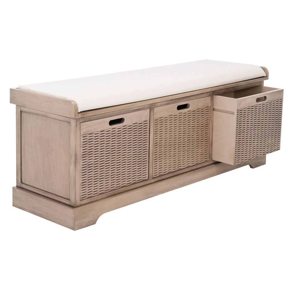 Banc de rangement SAFAVIEH Fiorello 3 tiroirs avec coussin - 47,3 L x 15 P x 19 H - 47Lx15Px19H