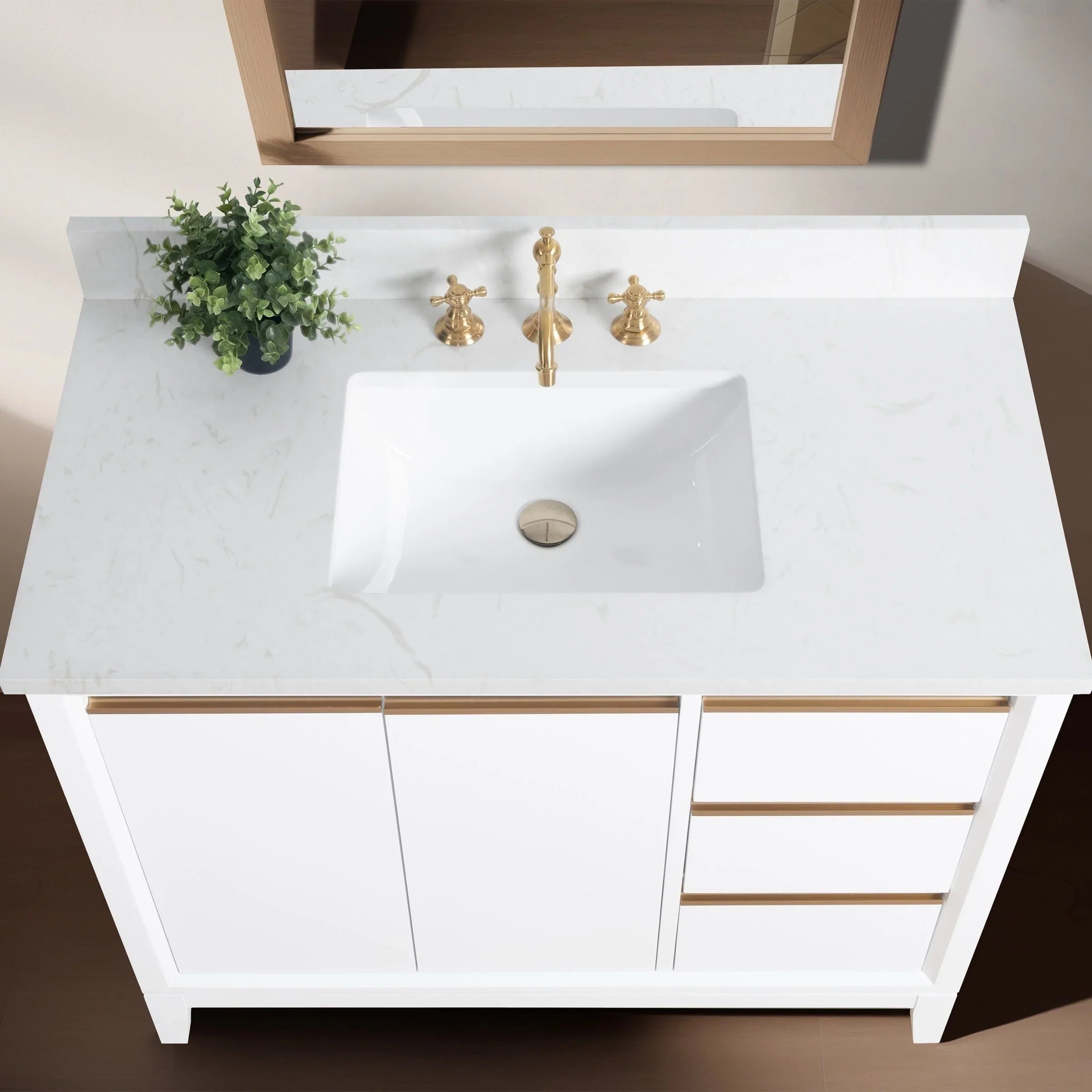 Meuble-lavabo Vanity Art avec évier en céramique et dessus en marbre reconstitué