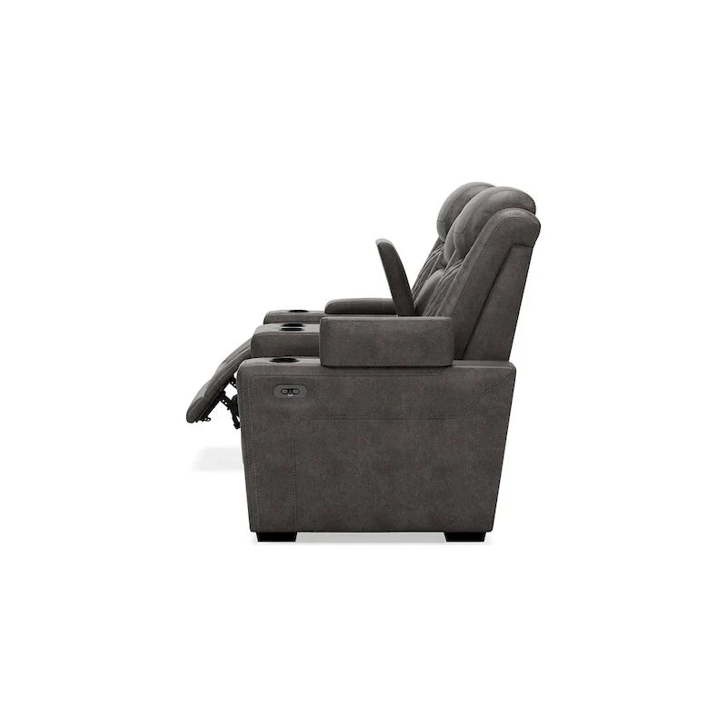 Signature Design by Ashley HyllMont – Causeuse inclinable électrique grise avec console – 71,75 po L x 39 po P x 44 po H