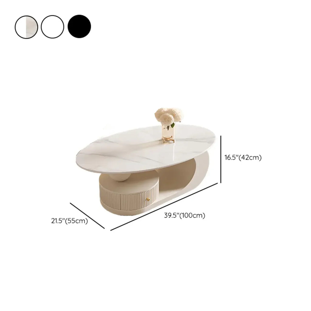 Table basse moderne avec plateau en pierre blanche anti-rayures