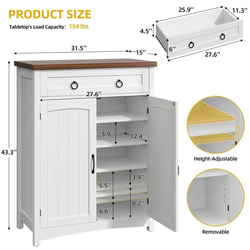 Meuble de rangement pour chaussures Moasis à 5 niveaux et 20 paires avec portes doubles pour entrée
