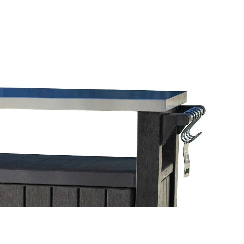 Chariot de service de bar à roulettes pour barbecue extérieur avec rangement marron foncé - 35,4 H x 48,7 L x 20,4 P