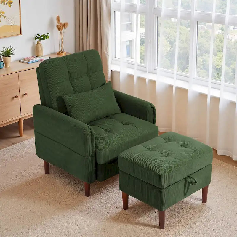 Fauteuil de salon moderne UIXE avec pouf de rangement et dossier réglable