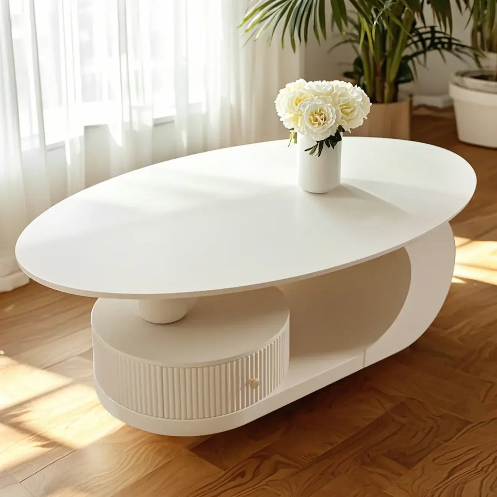 Table basse moderne avec plateau en pierre blanche anti-rayures