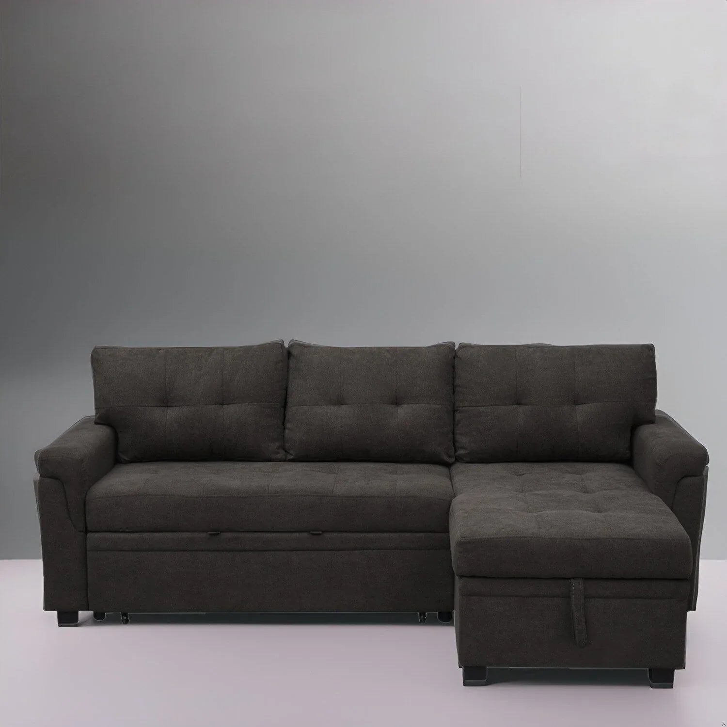 Canapé d'angle réversible avec lit gigogne, méridienne de rangement, pieds durables,
