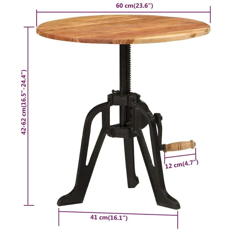 vidaXL Table d'appoint Table basse ronde Bout de canapé Bois massif et fonte