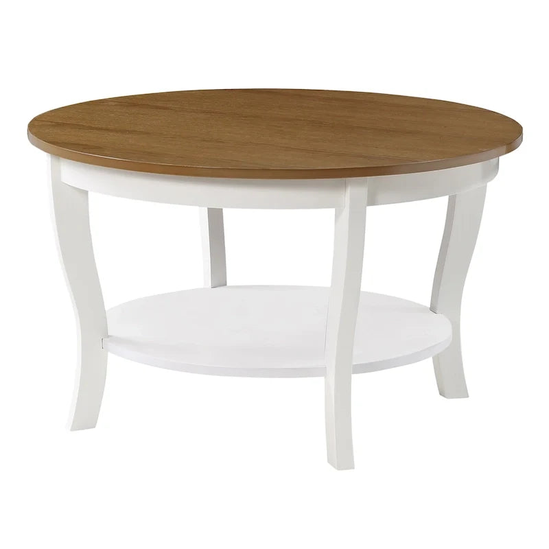 Table basse ronde avec étagère
