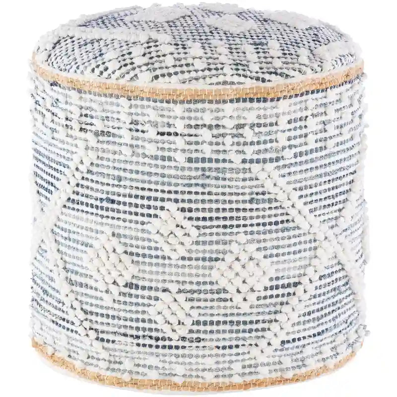 Pouf cylindrique en jean bohème Sibille de 45,7 cm