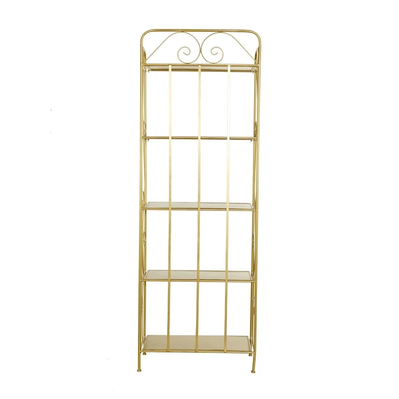 Étagère de Boulanger Pliable Haute à 5 Niveaux en Métal Décoratif pour Intérieur/Extérieur - Or ou Blanc - Roche River Decor