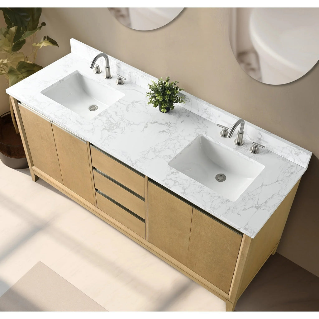 Meuble-lavabo Vanity Art avec évier en céramique et dessus en marbre reconstitué
