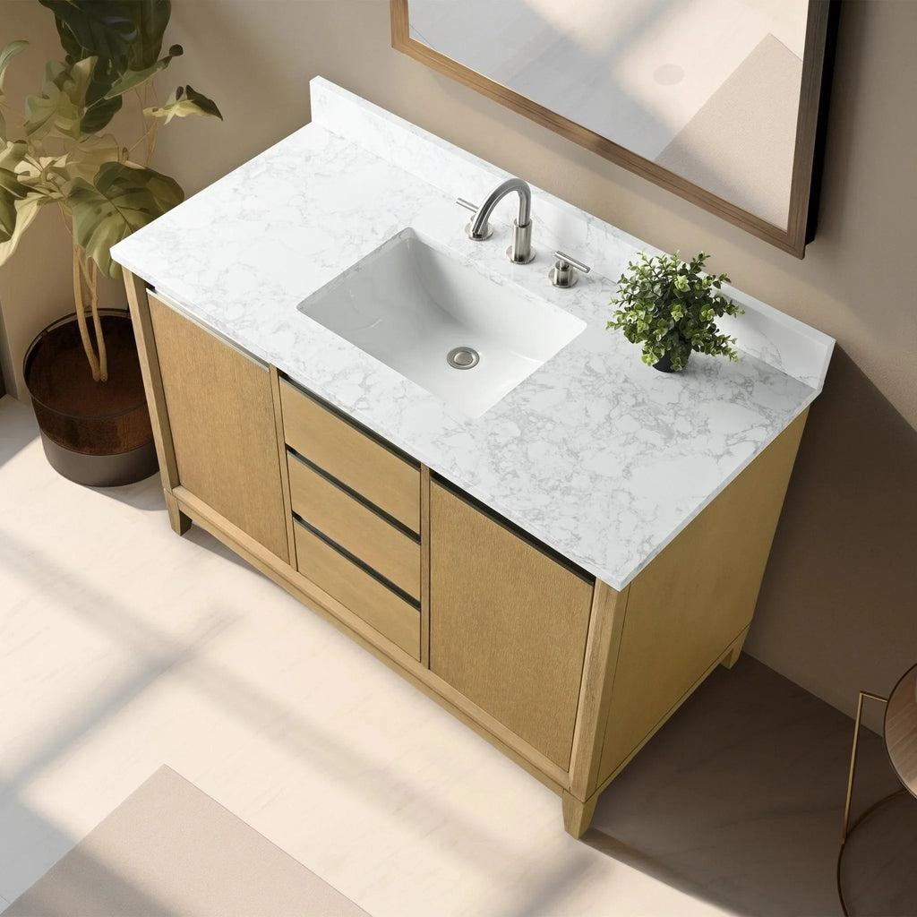 Meuble-lavabo Vanity Art avec évier en céramique et dessus en marbre reconstitué