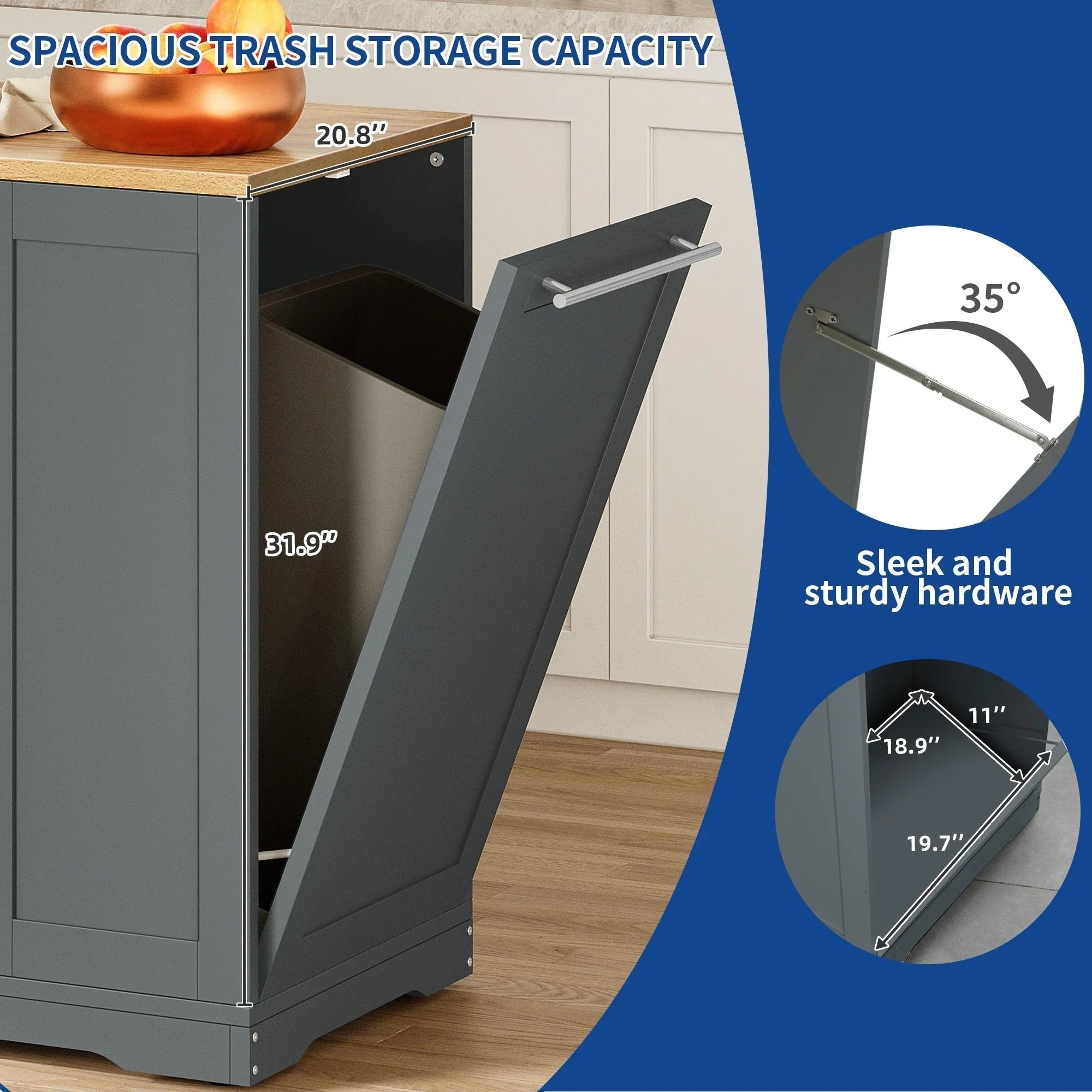 Moasis 53 pouces, îlot de cuisine roulant, armoire de rangement, chariot de cuisine mobile portable