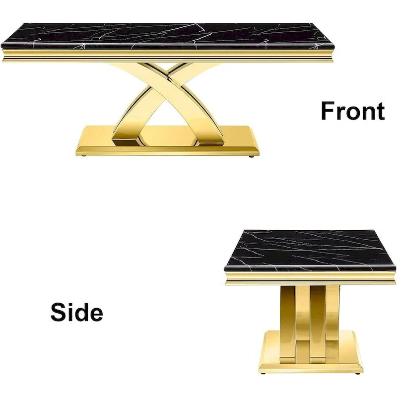 Table basse moderne de 48 po, table basse rectangulaire avec piédestal en X, tables basses pour salon
