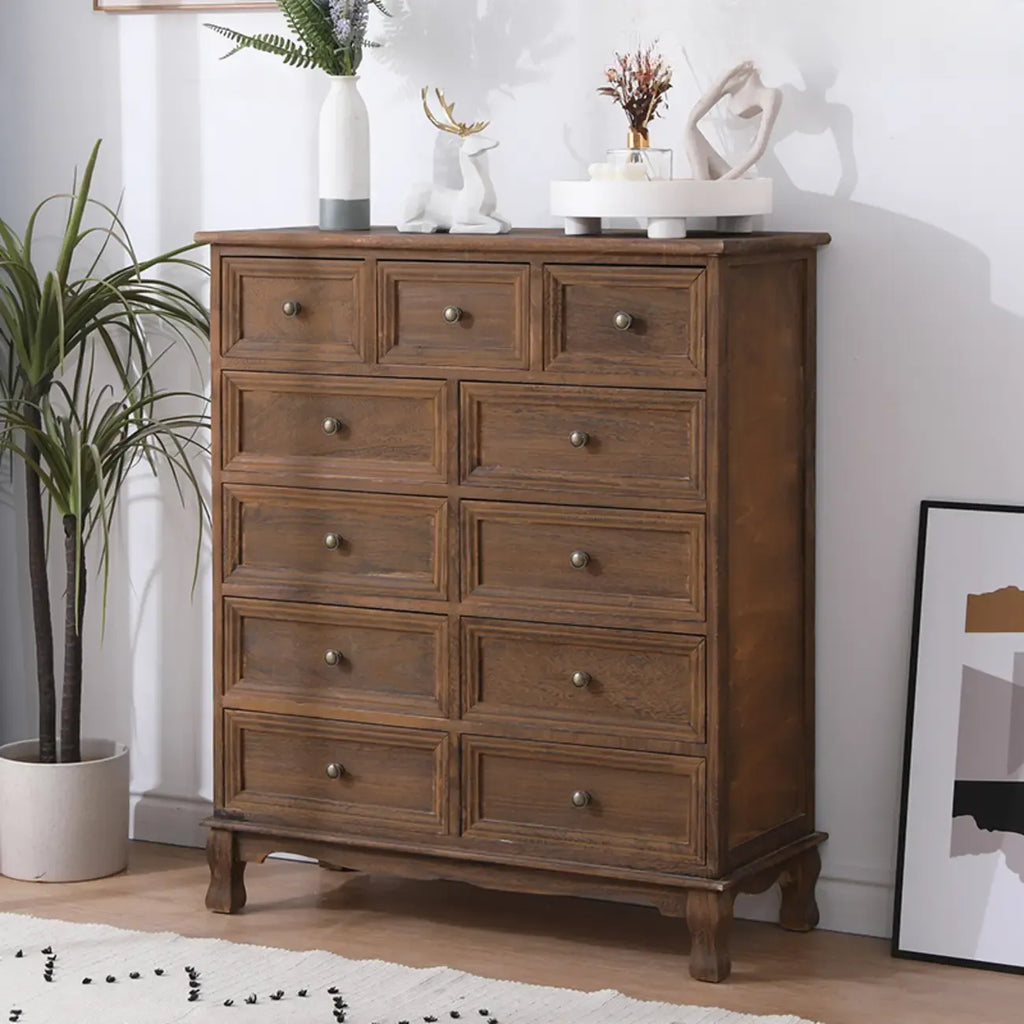 Meuble d'appoint rustique en bois marron pour salon