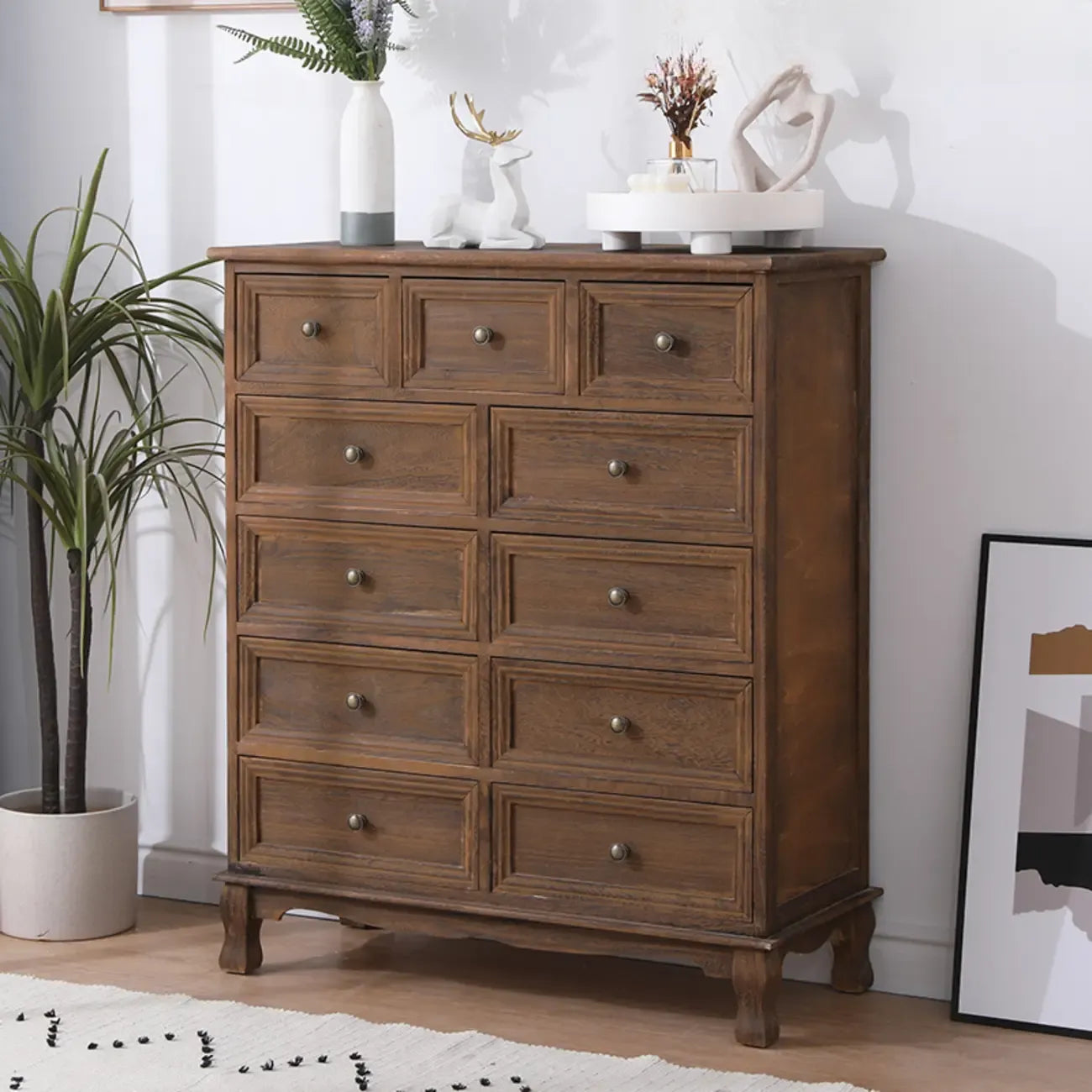 Meuble d'appoint rustique en bois marron pour salon