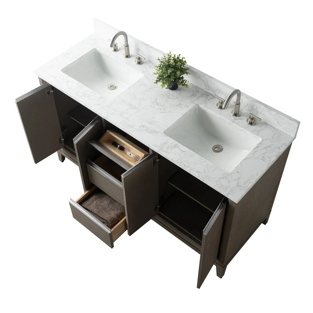 Meuble-lavabo Vanity Art avec évier en céramique et dessus en marbre reconstitué