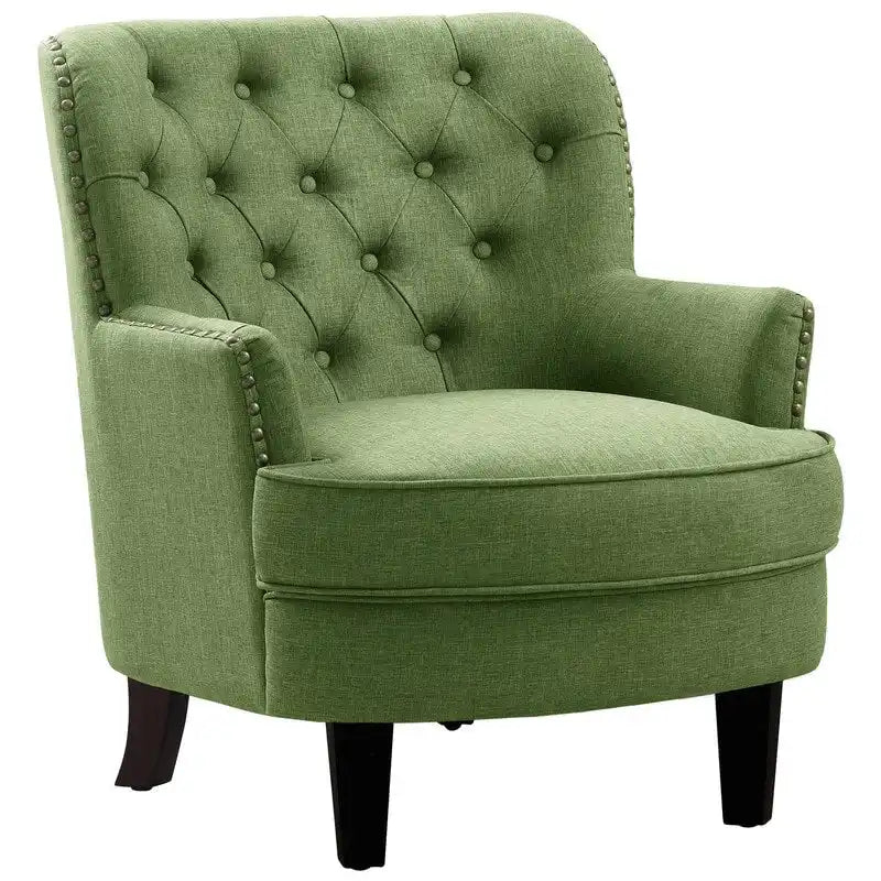Moser Bay Mignon Fauteuil d'appoint à oreilles capitonné large de 76 cm en velours et lin