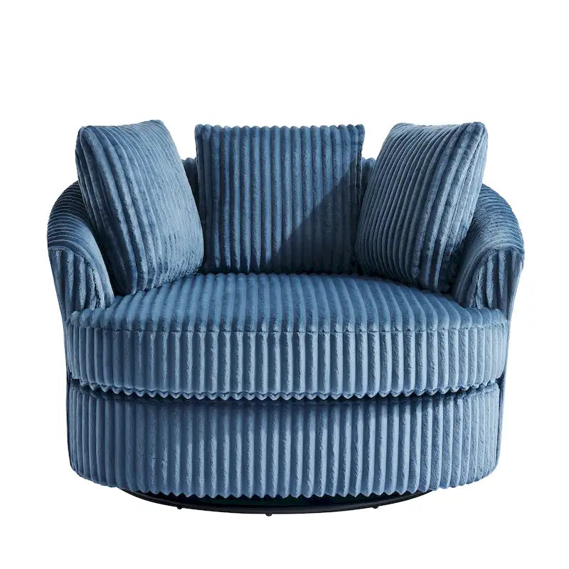 Fauteuil pivotant rond surdimensionné en velours côtelé avec accoudoirs encastrés 43 W