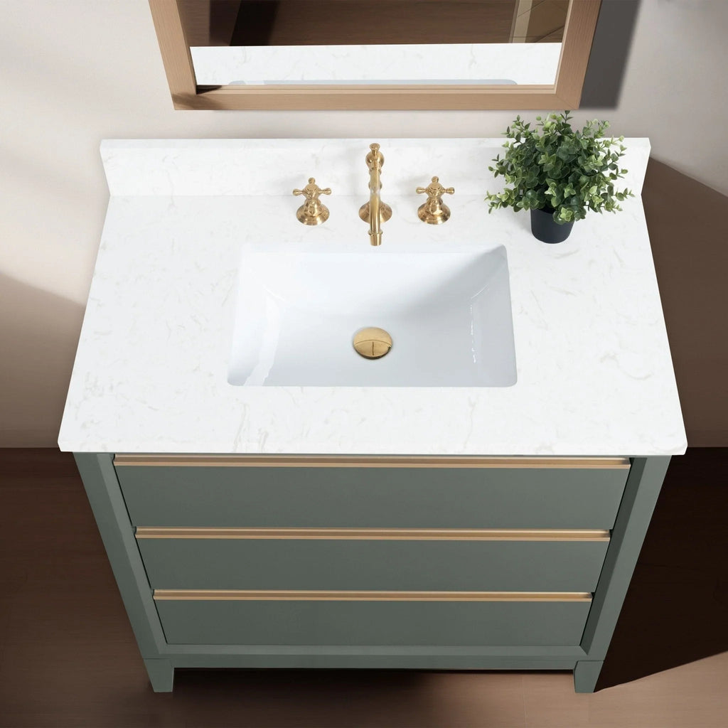 Meuble-lavabo Vanity Art avec évier en céramique et dessus en marbre reconstitué